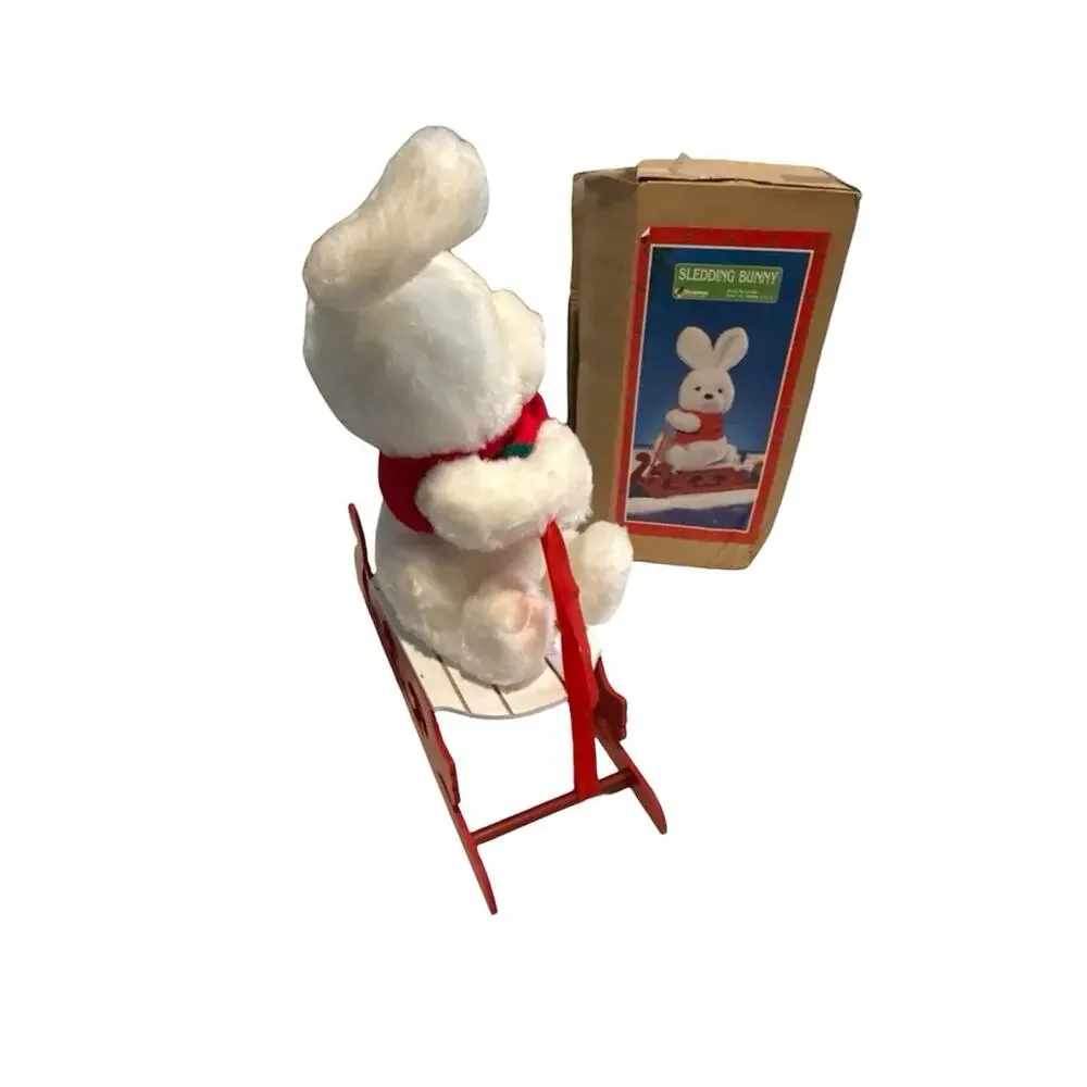 Vintage Sledding Bunny Red Sled 17